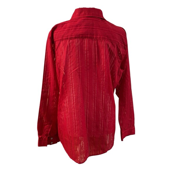 Additions By Chicos Red Striped Button Down Shirt Chicos Sz 2‎ (Sz 12) - Picture 4 of 5